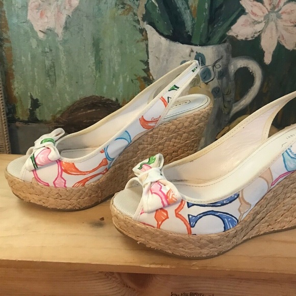 REDUCED! ⬇ Authentic COACH Grace logo Wedge sandal - Picture 1 of 13